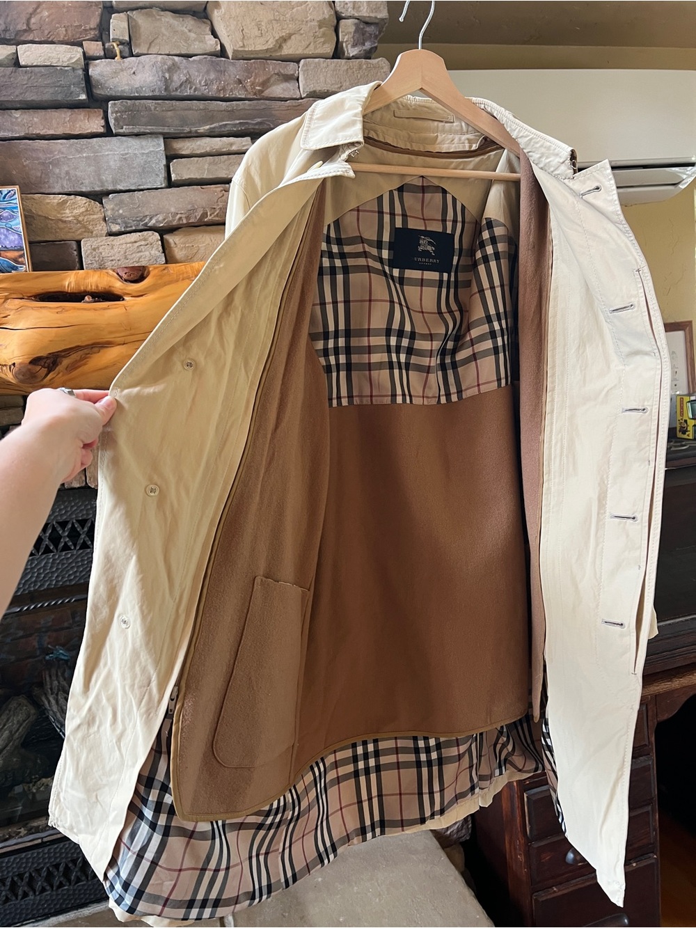 Burberry Cream Trench Coat with Signature Check Lining